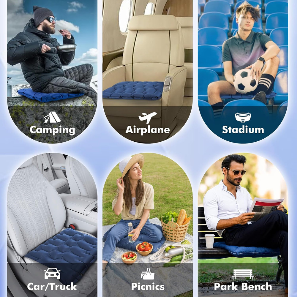 Compact Memory Sleeping Pad and Inflatable Seat Cushion