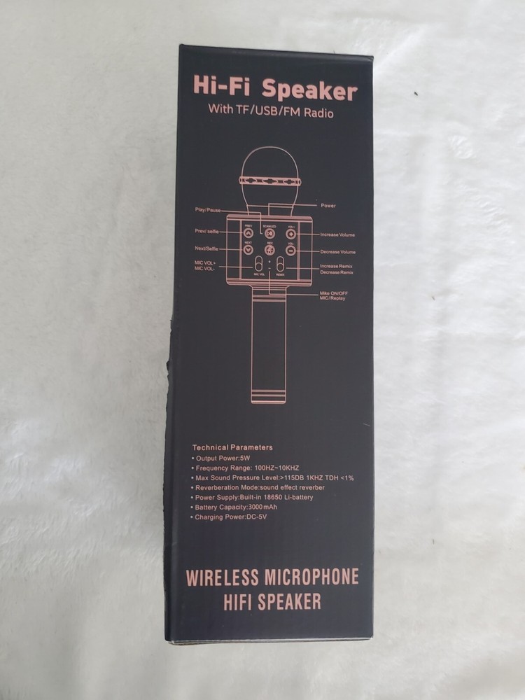 Pink Karaoke Microphone Wireless And Bluetooth With LED Lightning