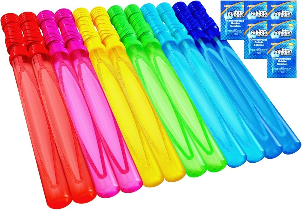 14.6’’ Big Bubble Wands for Kids - 12 Pack Fun with Concentrated Bubble Solution