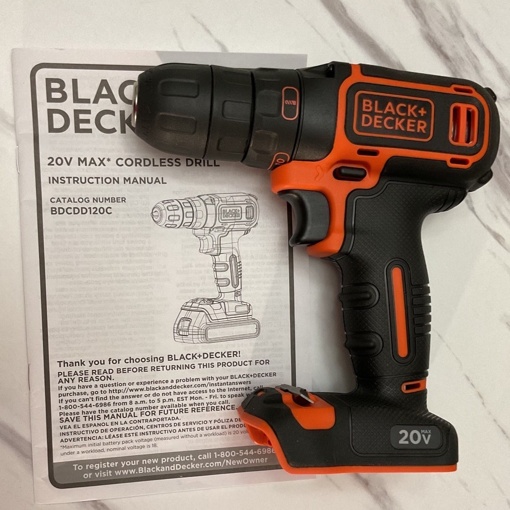 Black+Decker 20V MAX Cordless Drill Driver BDCDD120C Open Box