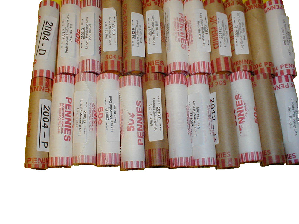 2004,2005,2006,2007,2008,2009,2010,2011,2012,2013 P/D Lincoln Penny Cent Rolls*