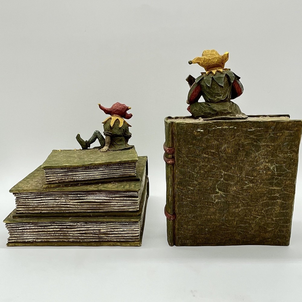 Solid Renaissance Bard Medieval Playful Jester Statues Bookends Castle Joker