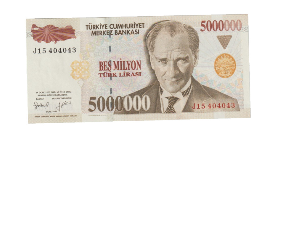 TURKEY 1993 5000000 LIRA BANKNOTE P210 UNCIRCULATED