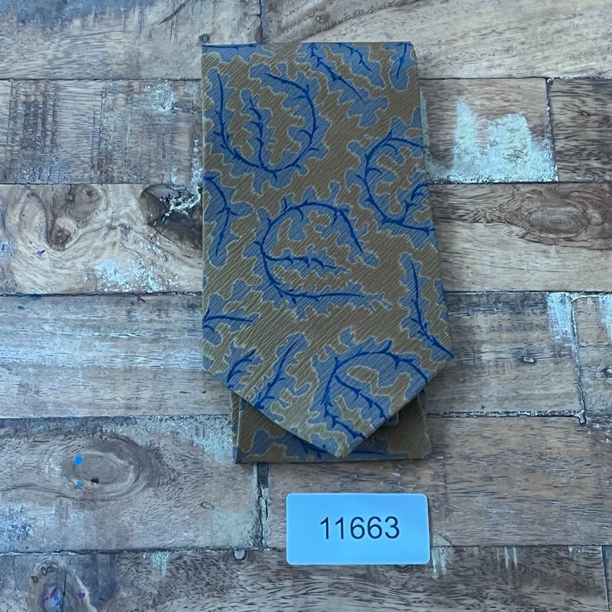 Giorgio Armani Cravatte Blue Botanical Pattern Pure Silk Tie 54"