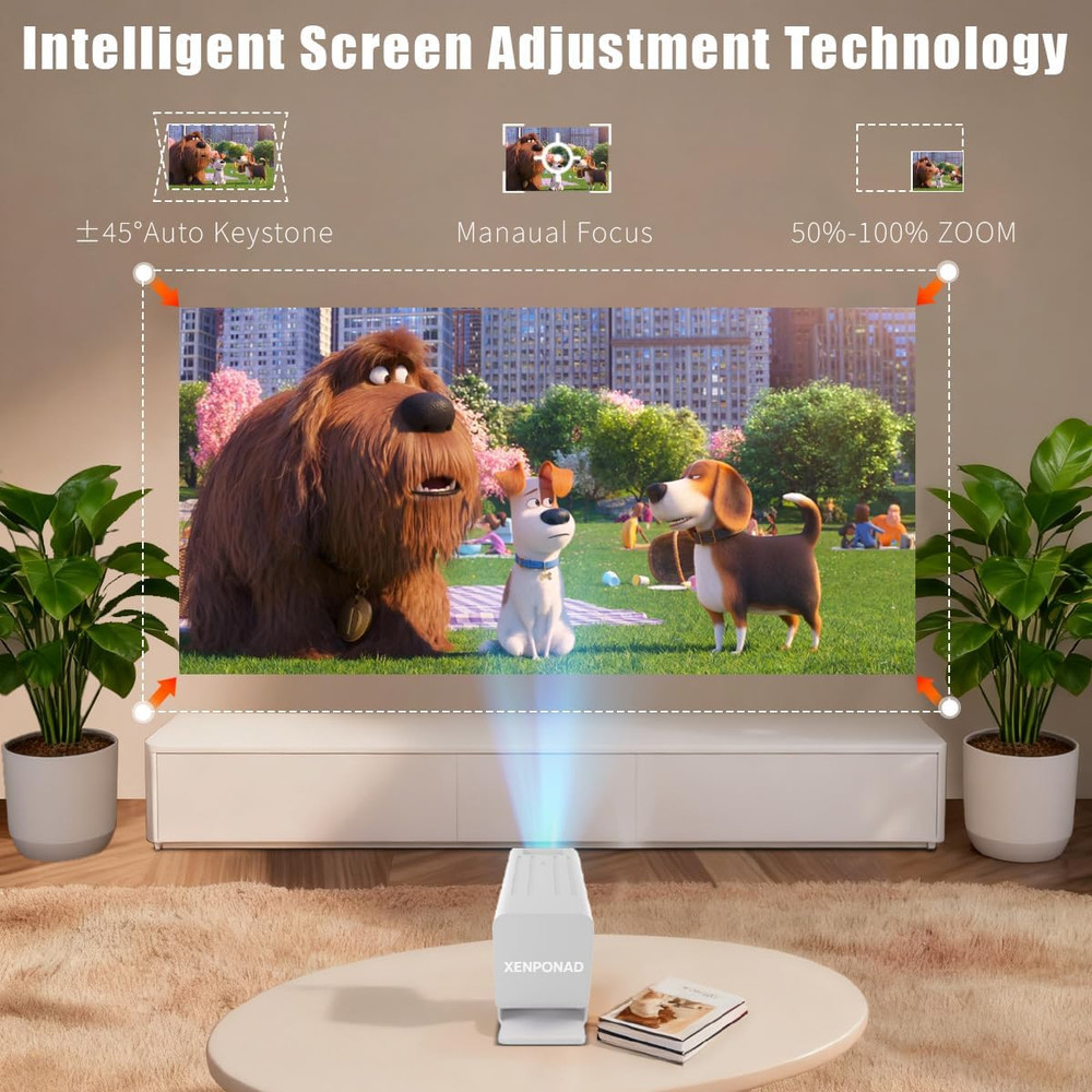 [Smart Projector with Apps] 4K Supported Mini Projector with Wifi and Bluetooth,
