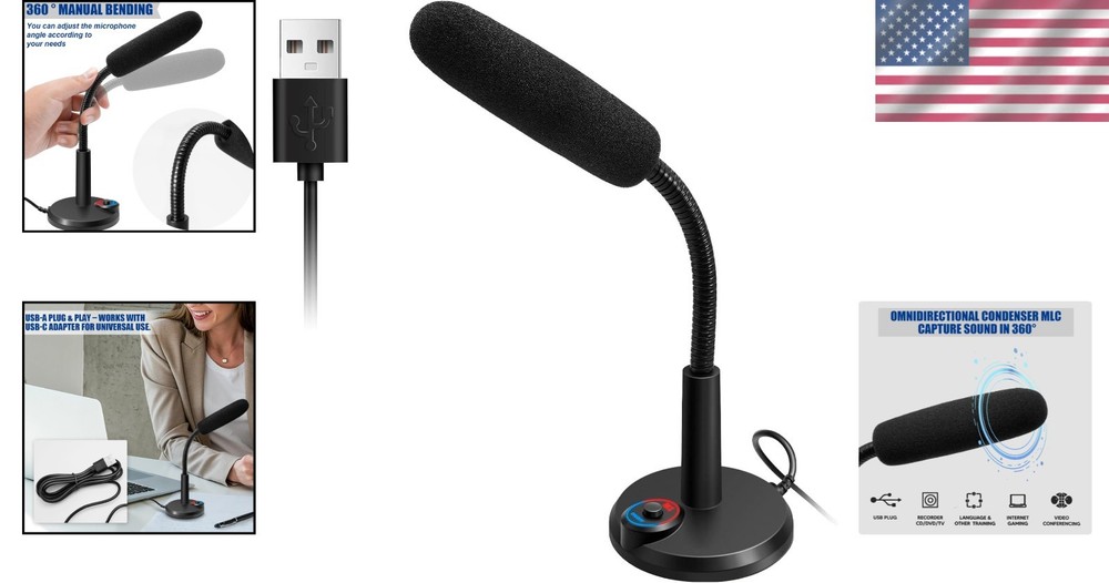 Unidirectional USB Microphone with Shock Mount & LED for Clear Audio Capture
