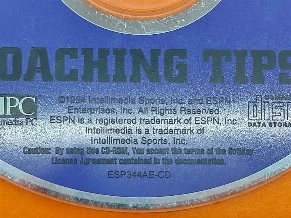 ⭐️⭐️⭐️⭐️⭐️ Vintage 1994 IntelliMedia ESPN Coaching Tips CD Disc