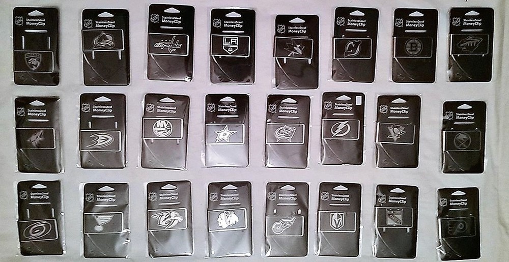 NHL BLACK STEEL MONEY CLIP ASSORTED TEAM
