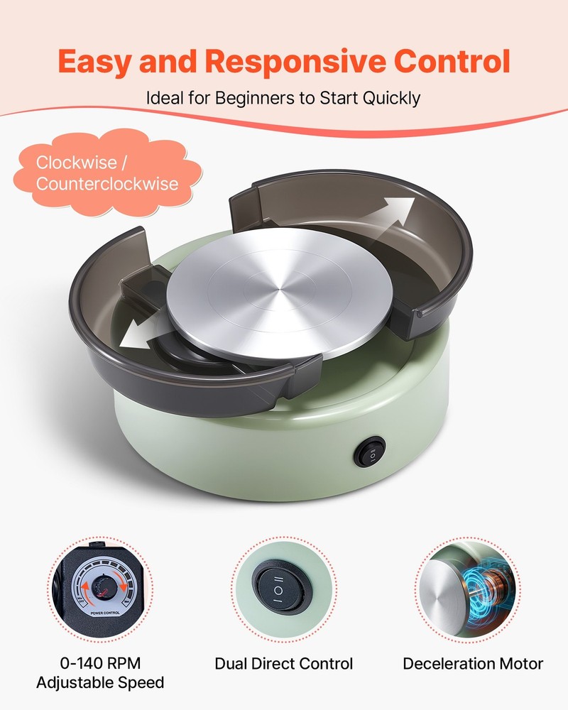HOT/ Mini Pottery Wheel,6 inch Turntable,Forward and Reverse Rotation,Adjustabl