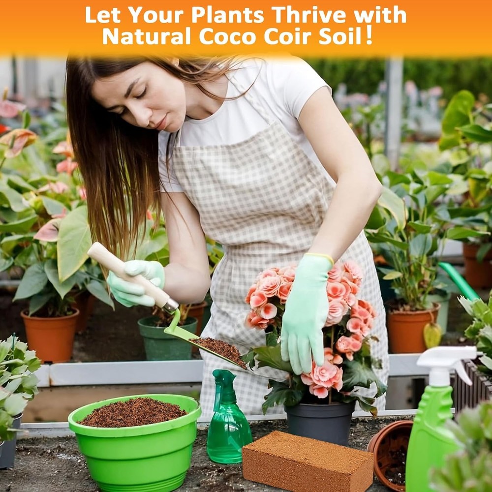 4 Pack Compressed Organic Coco Coir Bricks for Gardening and Plants