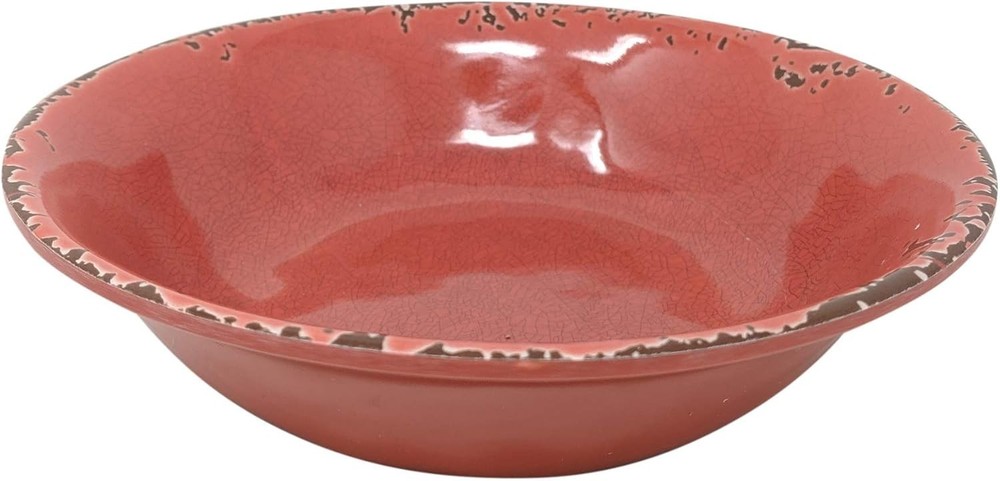 12-Piece Rustic Red Melamine Dinnerware Set - Service for 4, Dishwasher Safe