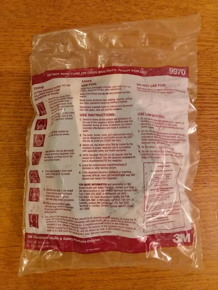 3M High Efficiency Respirator 9970, size Large