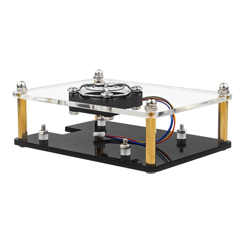 Raspberry Pi 5 Multi-Layer Acrylic Shell Protective Case Cooling Fan US
