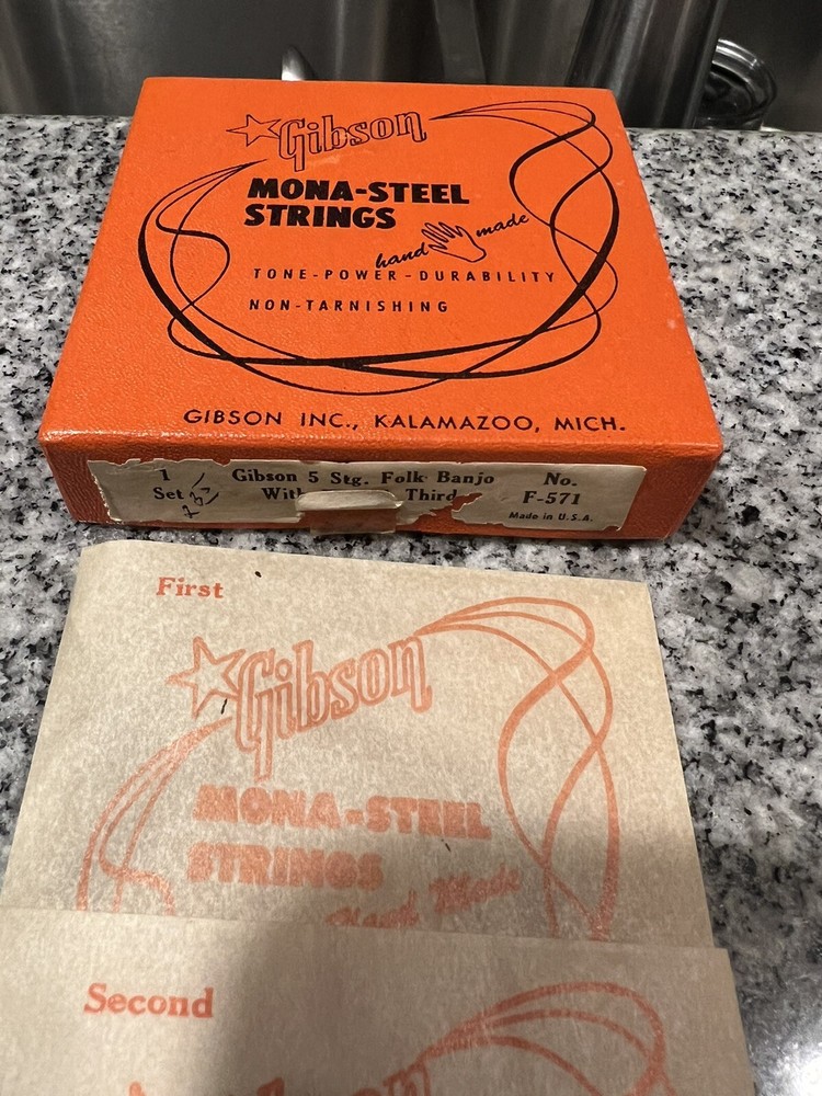 Gibson Mona Steel Strings Folk Banjo 2 Boxes(8 Total strings)