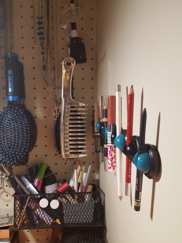 FOUR KlickFix w adhesive holders for office, tools, kitchen, bathroom, makeup!