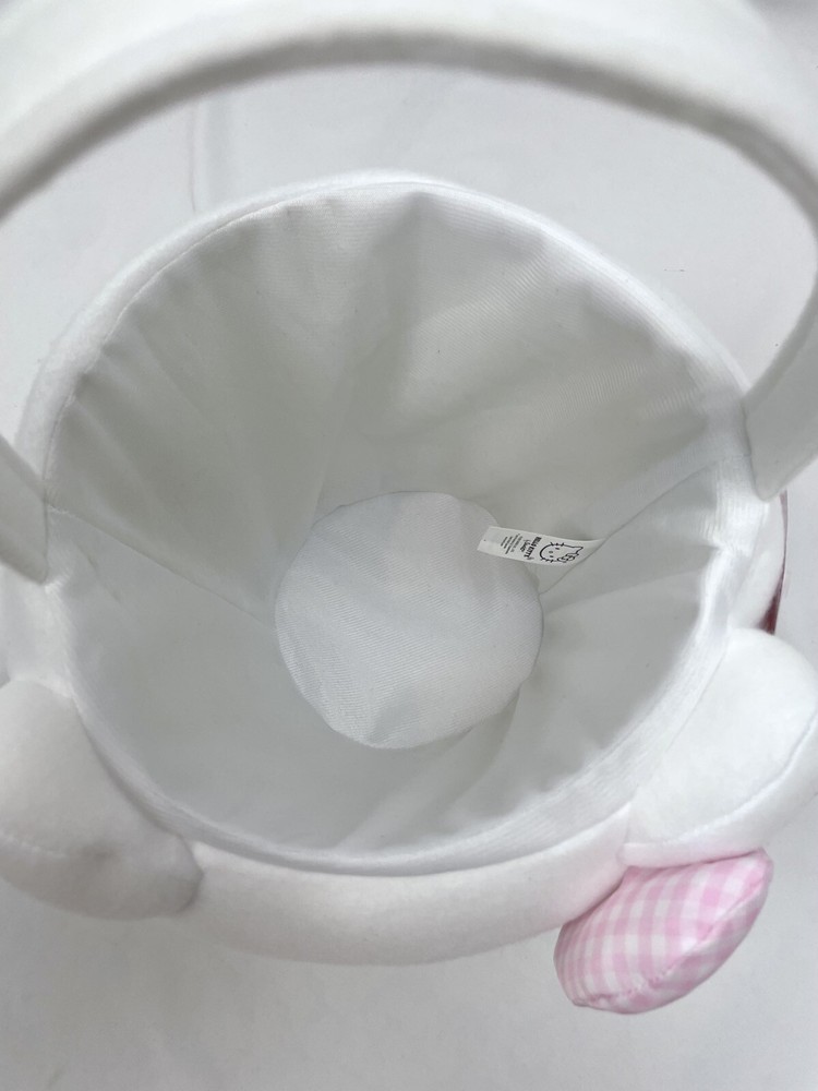 NWT Hello Kitty Easter Basket Plush Fabric White Pink Bow