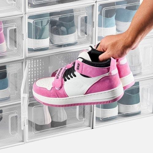 Shoe Storage Boxes 12 Pack Stackable Shoe Boxes Storage Organizers Fit up to US