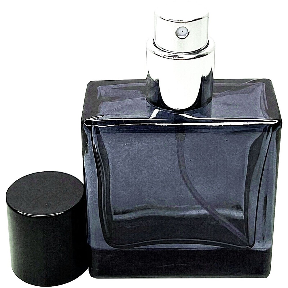 30ml 1oz blue empty glass perfume square spray bottles silver atomizer