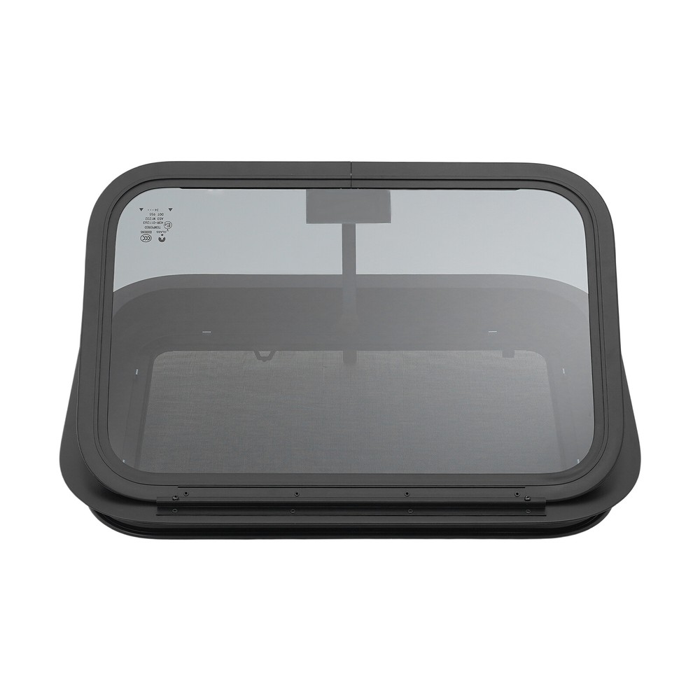 22" x 15" RV Exit Window Camper Push Out Emergency Window w/ Trim & Screen Black