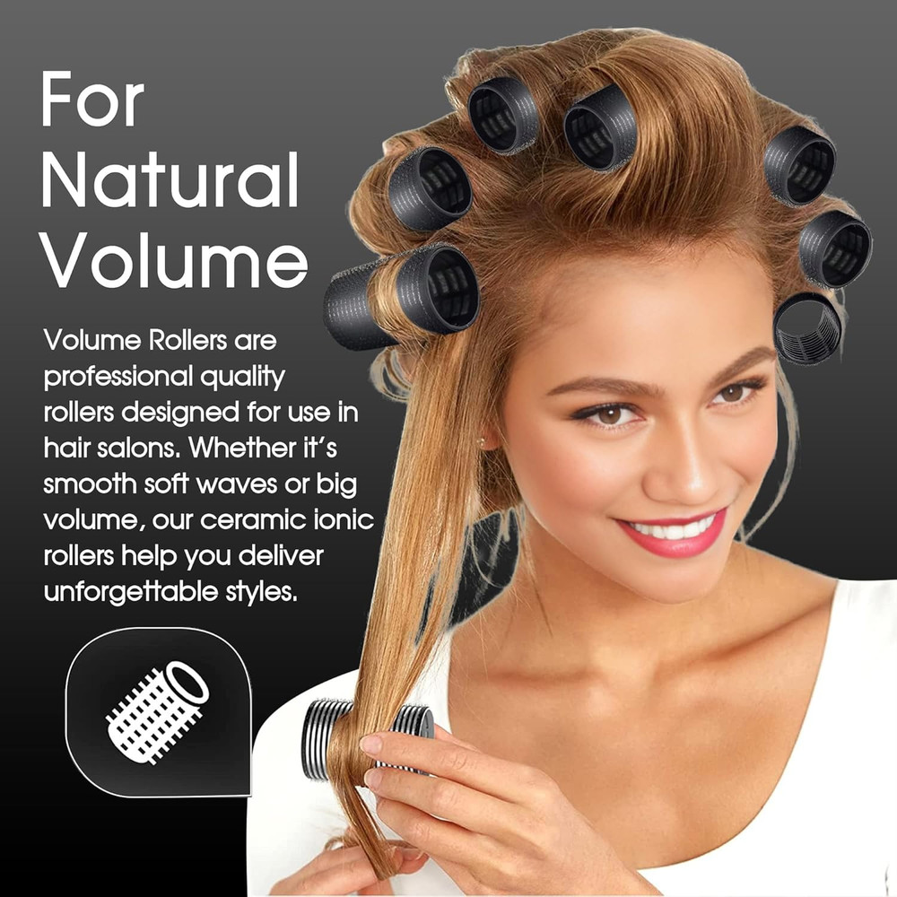 HYOUJIN 18Pc Self-Grip Ceramic Ionic Thermal Rollers Set for Salon-Quality