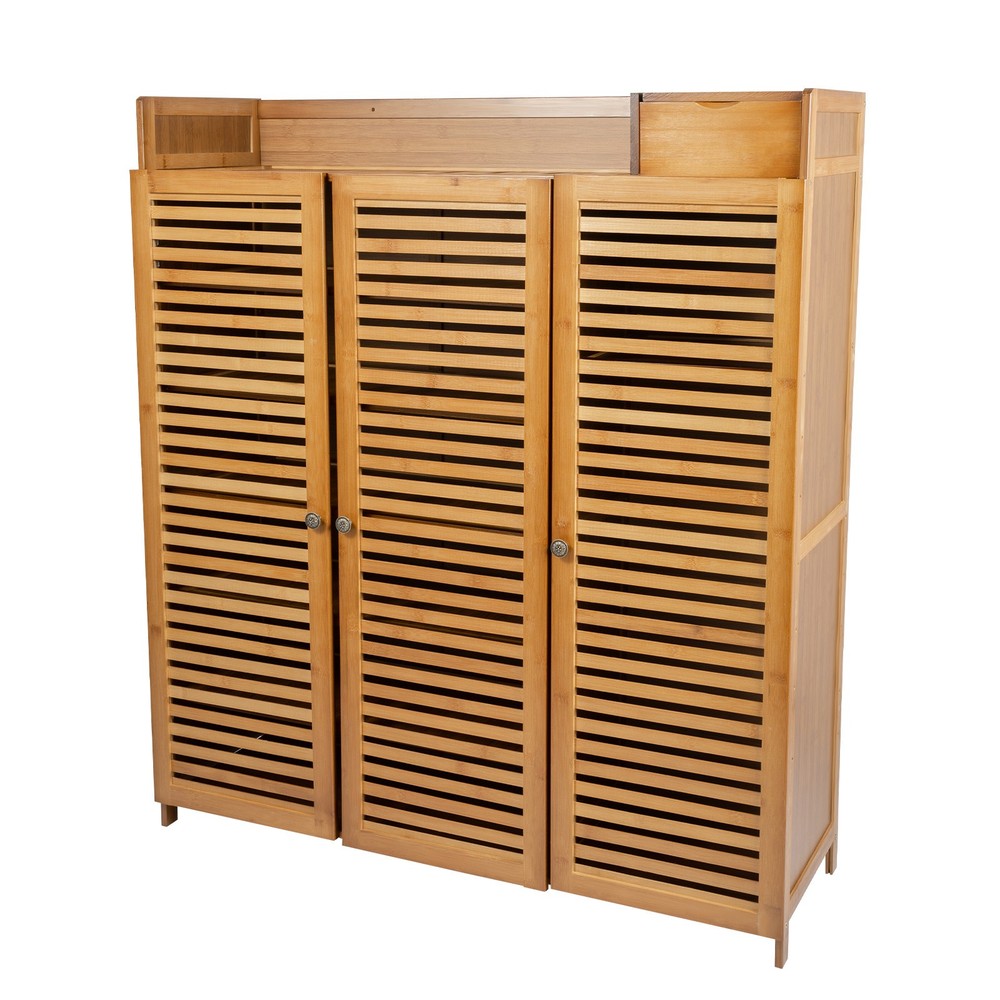98*32*115cm Shoe Cabinet With Doors Floor Mount Rectangular Shoe Organizer