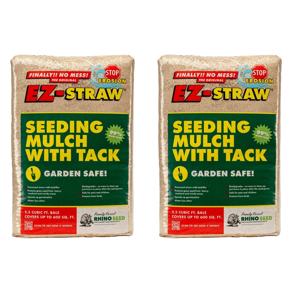 Seeding Mulch with Tack - Biodegradable Processed Straw, 2.5 cu. ft. Bale (Co...