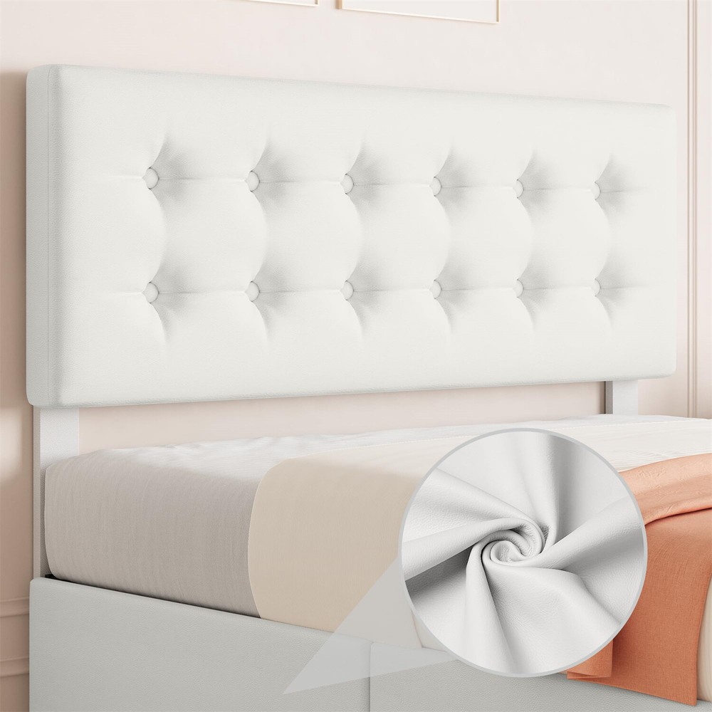 Full Size Bed Frame with 4 Storage Drawers and Headboard Upholstered Platform