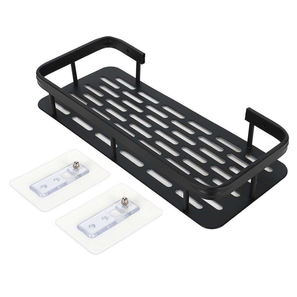Punch-free Bathroom Kitchen Shelf Wall Mounted Storage Rack Organizer Rectangle