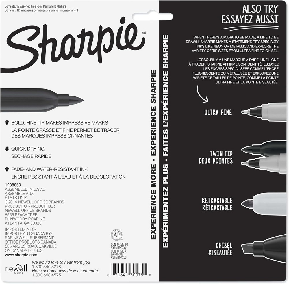 Permanent Markers, Quick Drying And Fade Resistant Fine Tip Marker Set For Wo...