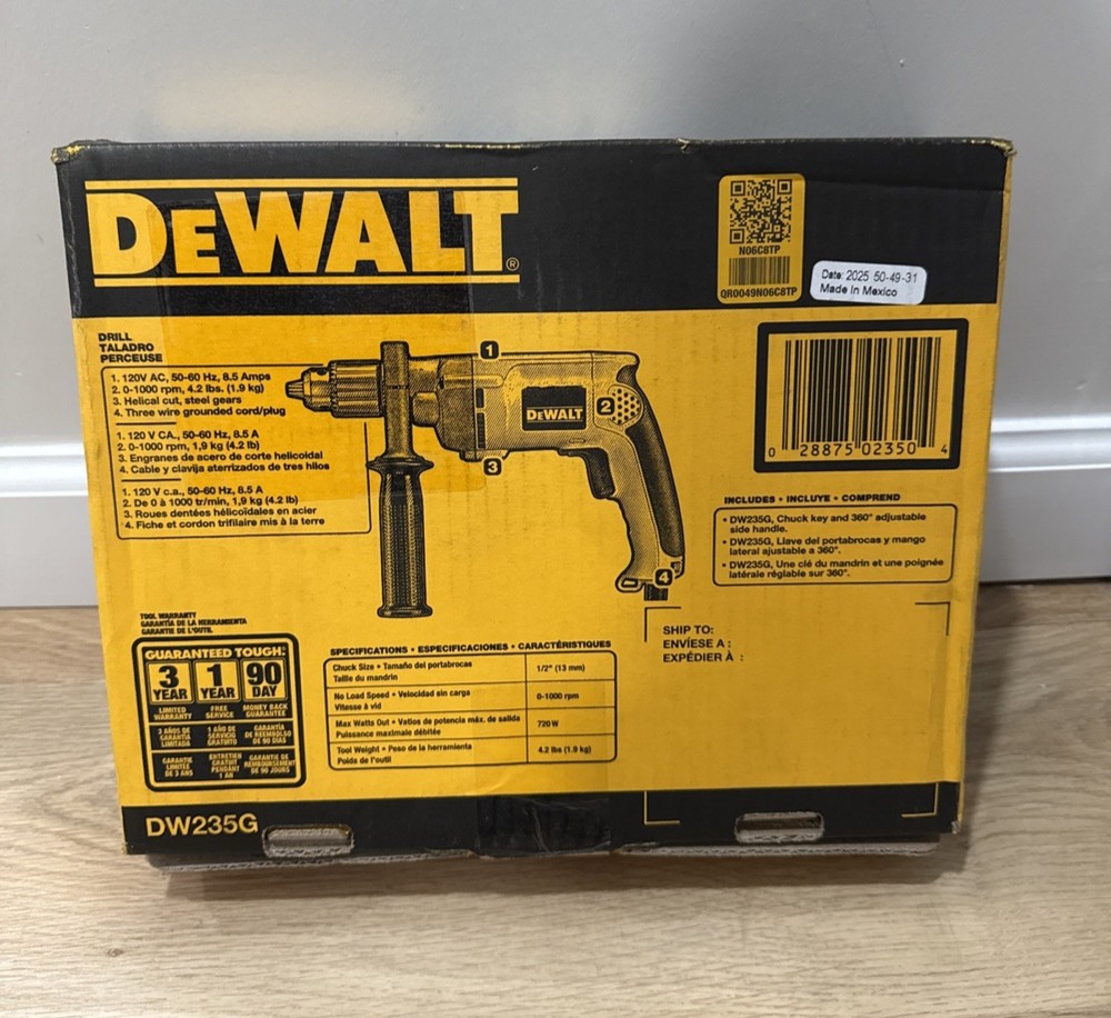 DEWALT DW235G 1/2" Variable Speed Corded Drill - Yellow