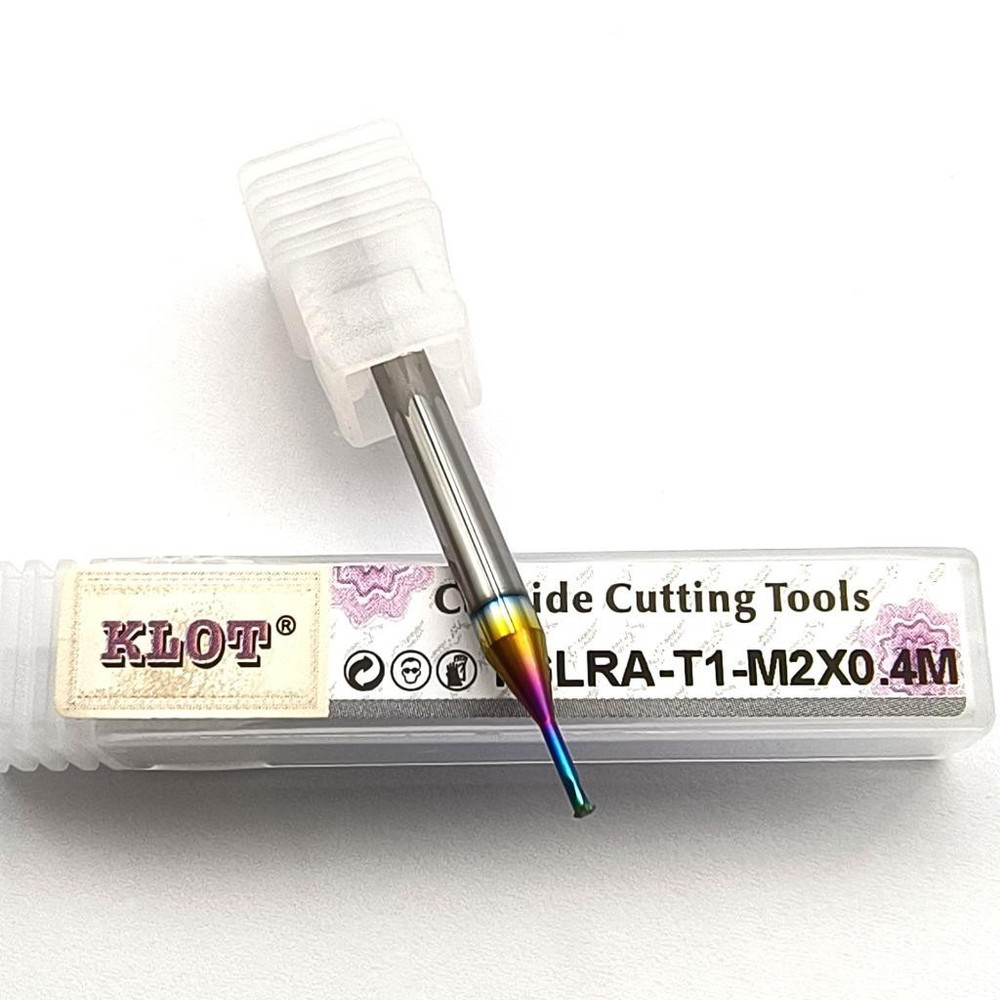 KLOT DLC Coated Solid Carbide Single Tooth Thread Mill M1.4-M30 For Aluminum CNC