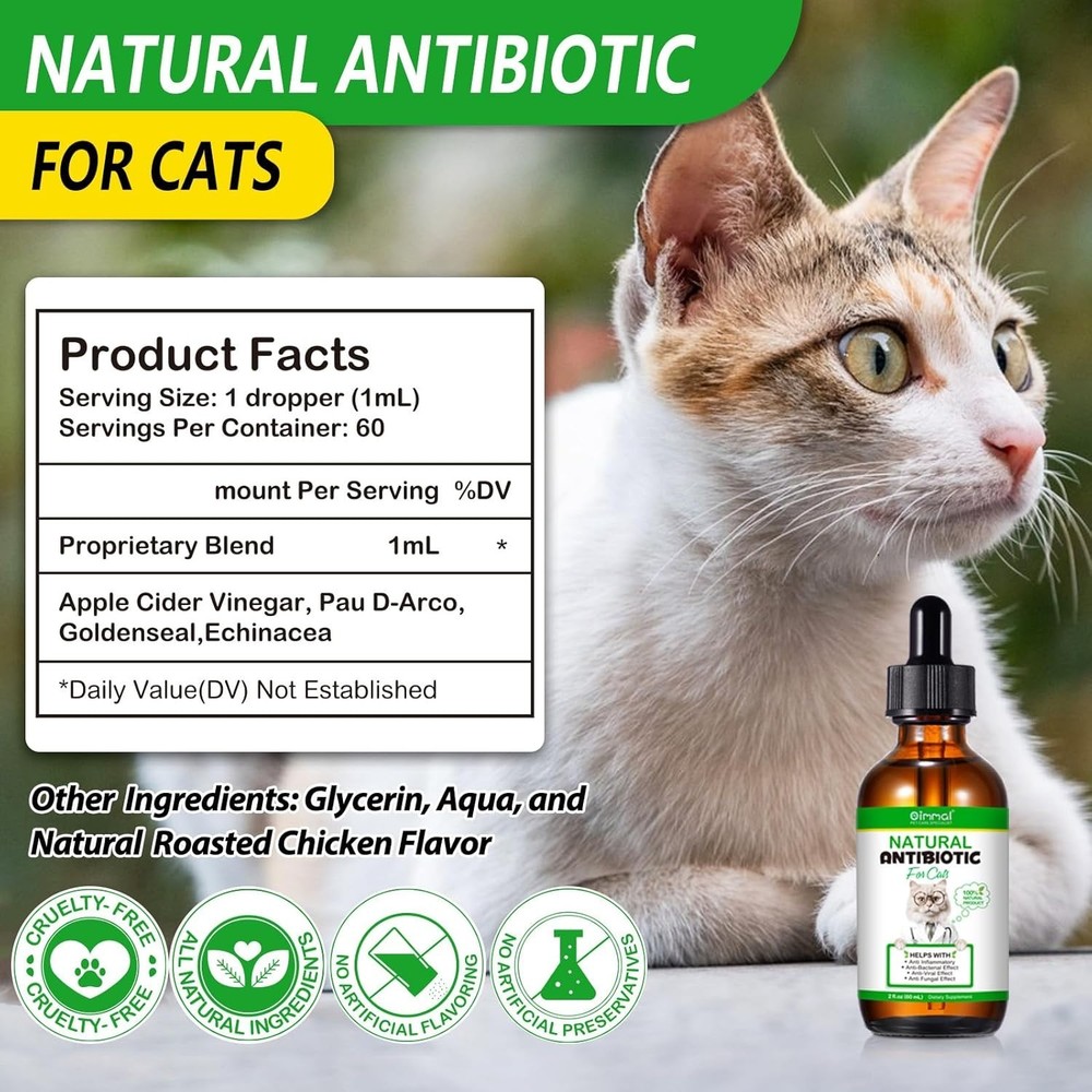60ML Cat Antibiotics Supplement Multivitamin Natural Immune Support 2 Fl Oz