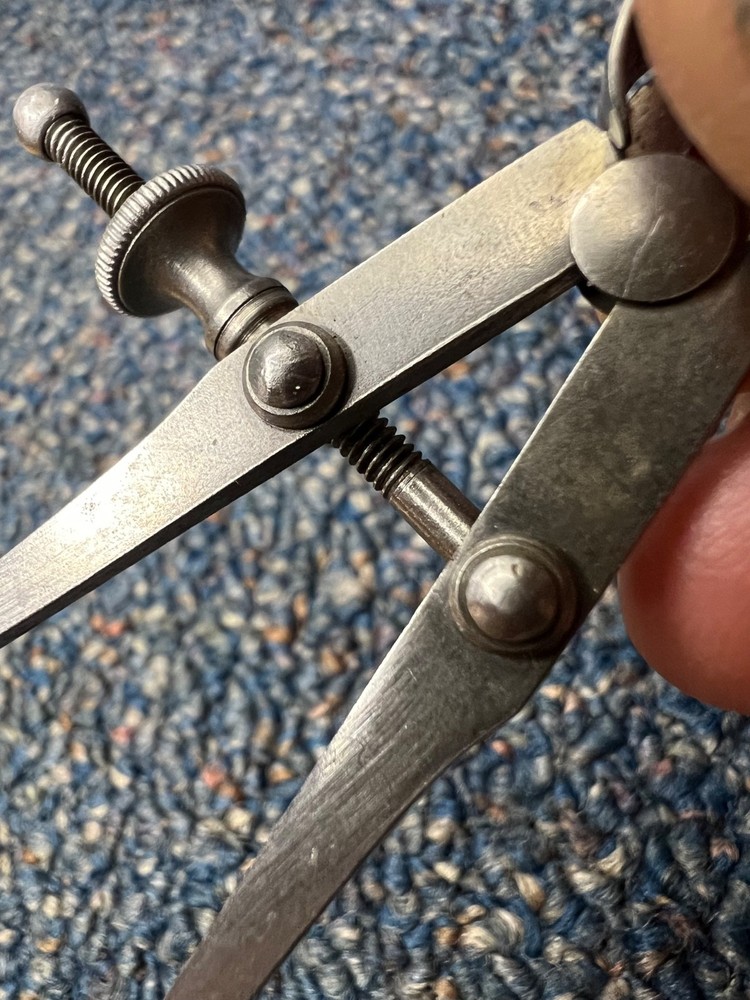 Antique Starrett 3" inside flat-leg spring caliper, rare, pat. 1885, nice