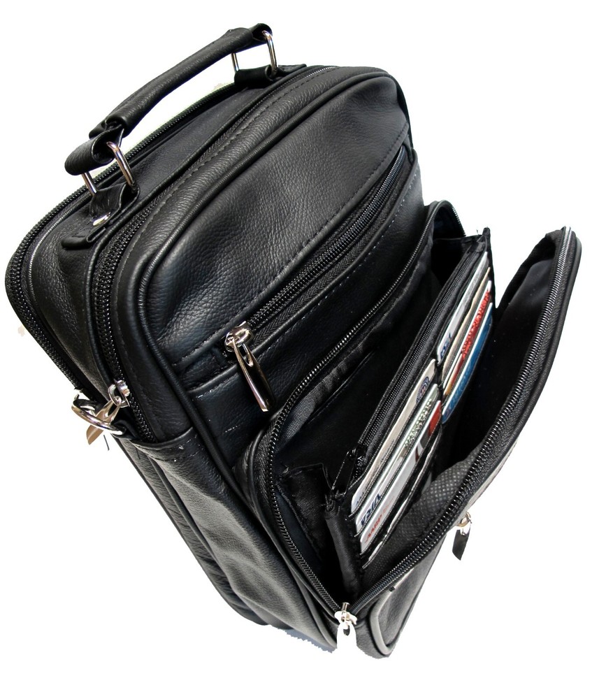 7 Pocket Multi-Function Genuine Leather Purse Handbag w/Organizer Top Handle