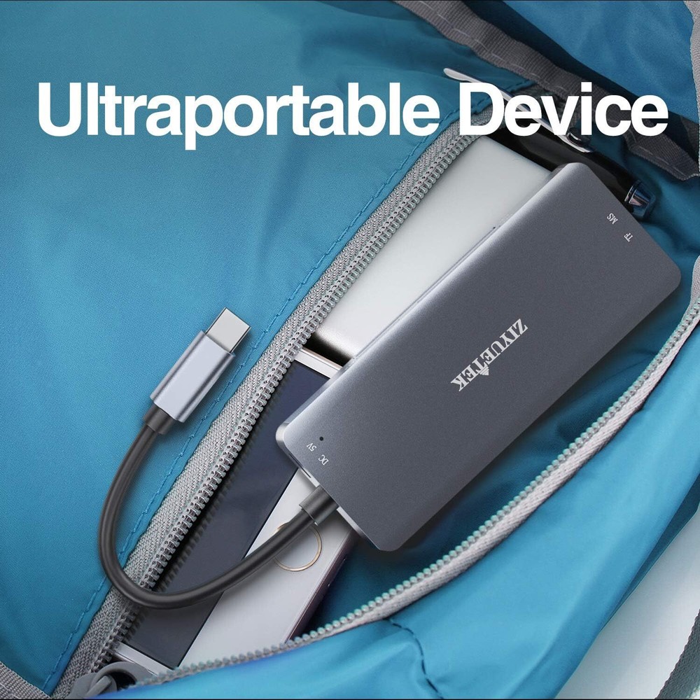 USB C SD Card Reader,5- in-1 Aluminum Thunderbolt 3 Memory TYPE-C, GREY