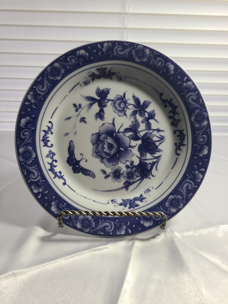Vintage Baum Brothers Blue Rose Dinnerware 6 pieces