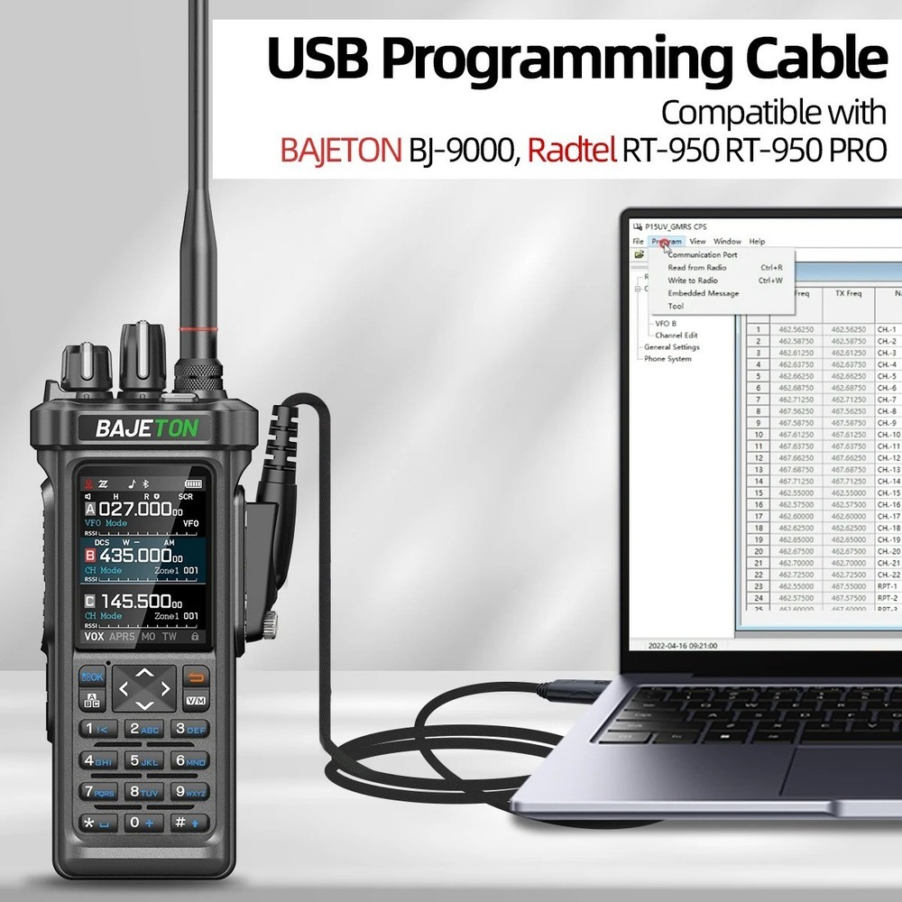 USB Programming Cable For Radtel RT-950 RT-950 PRO Bajeton BJ-9000 Ham Radio