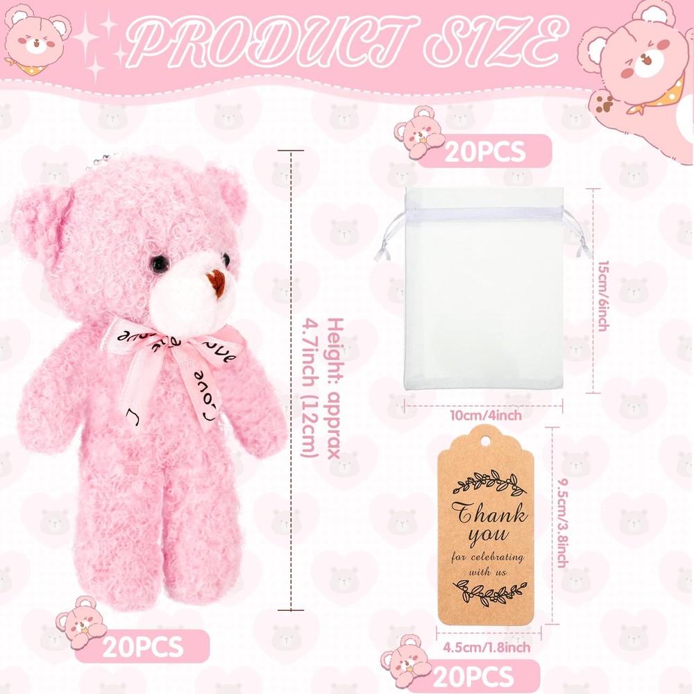 60 Pcs Tiny Stuffed Bear Baby Shower Decorations, Include 4.7 Inch Soft Bear ...