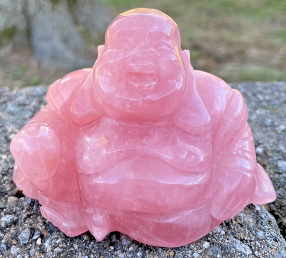 Rose quartz buddha carving (443 grams)