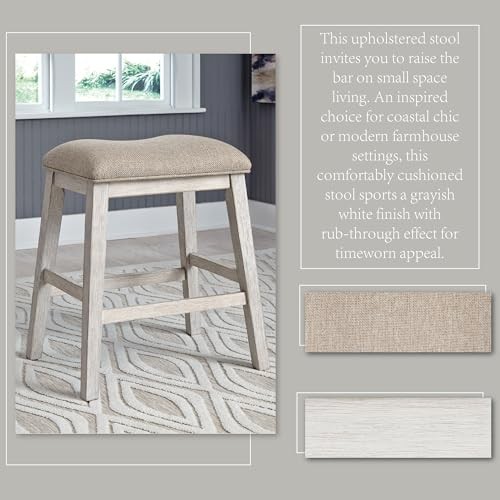 Skempton Modern 24" Counter Height Upholstered Barstool, 2 Count Whitewash