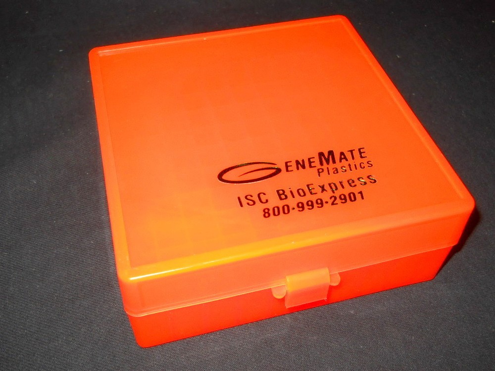 ISC BioExpress GeneMate 100-Well Square Orange Plastic Storage Case w/ Hinge