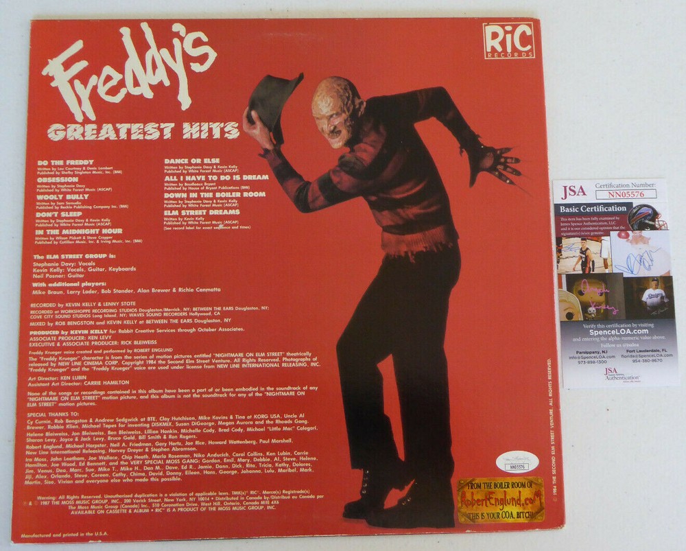 Robert Englund Signed "Freddy's Greatest Hits" Record Autograph, RARE, JSA COA