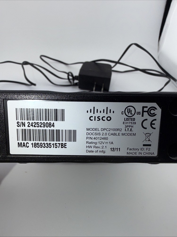 Cisco DPC2100 Cable Internet Modem w/ Power Cord Tested