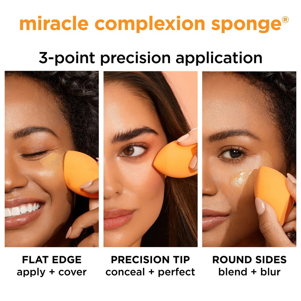 Real Techniques Iconic Blend + Set Makeup Sponge Duo, Orange & Pink, 2 Count