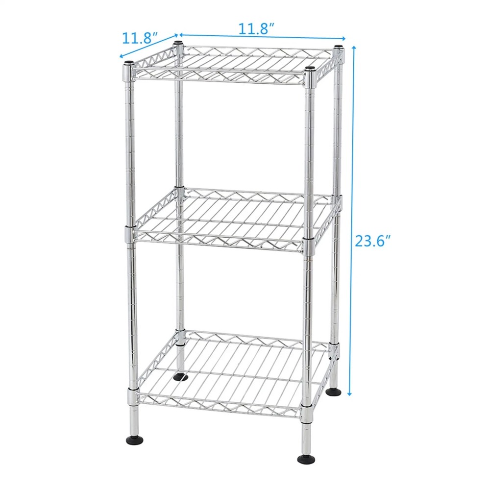 Black 3-Tier Black Wire Shelving Tower
