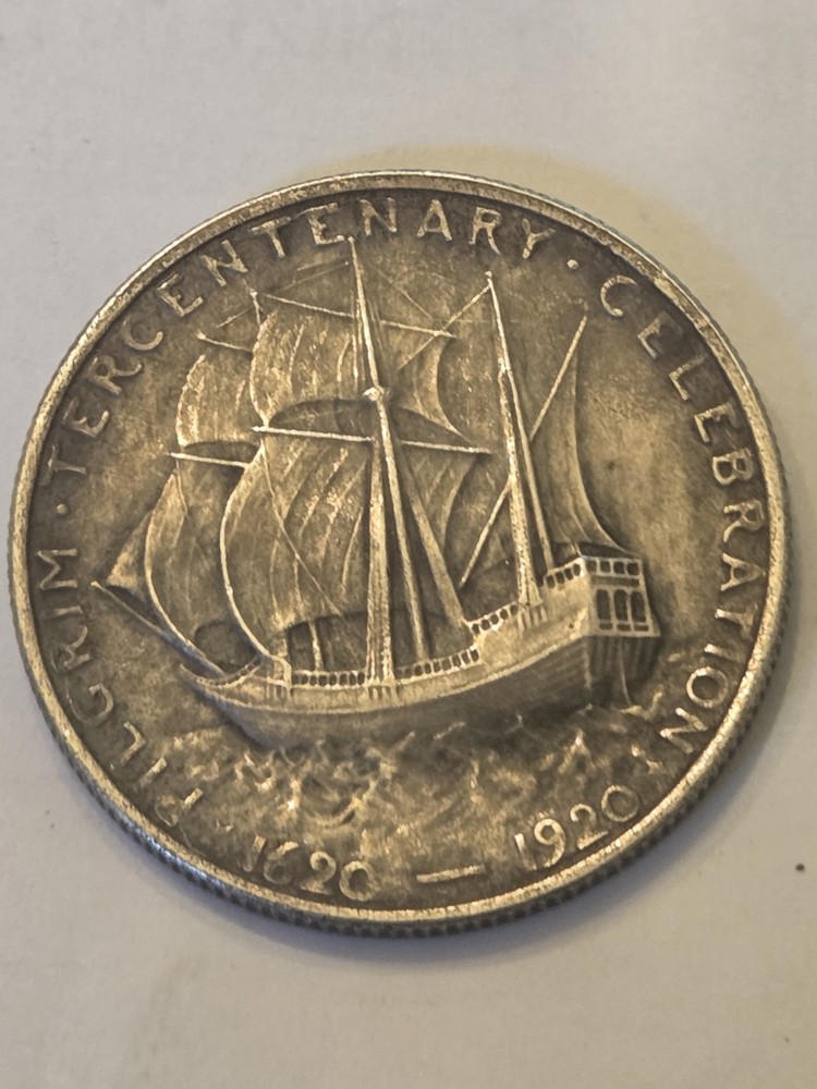 1920 SILVER US PILGRIM Commemorative Half Dollar Great Details