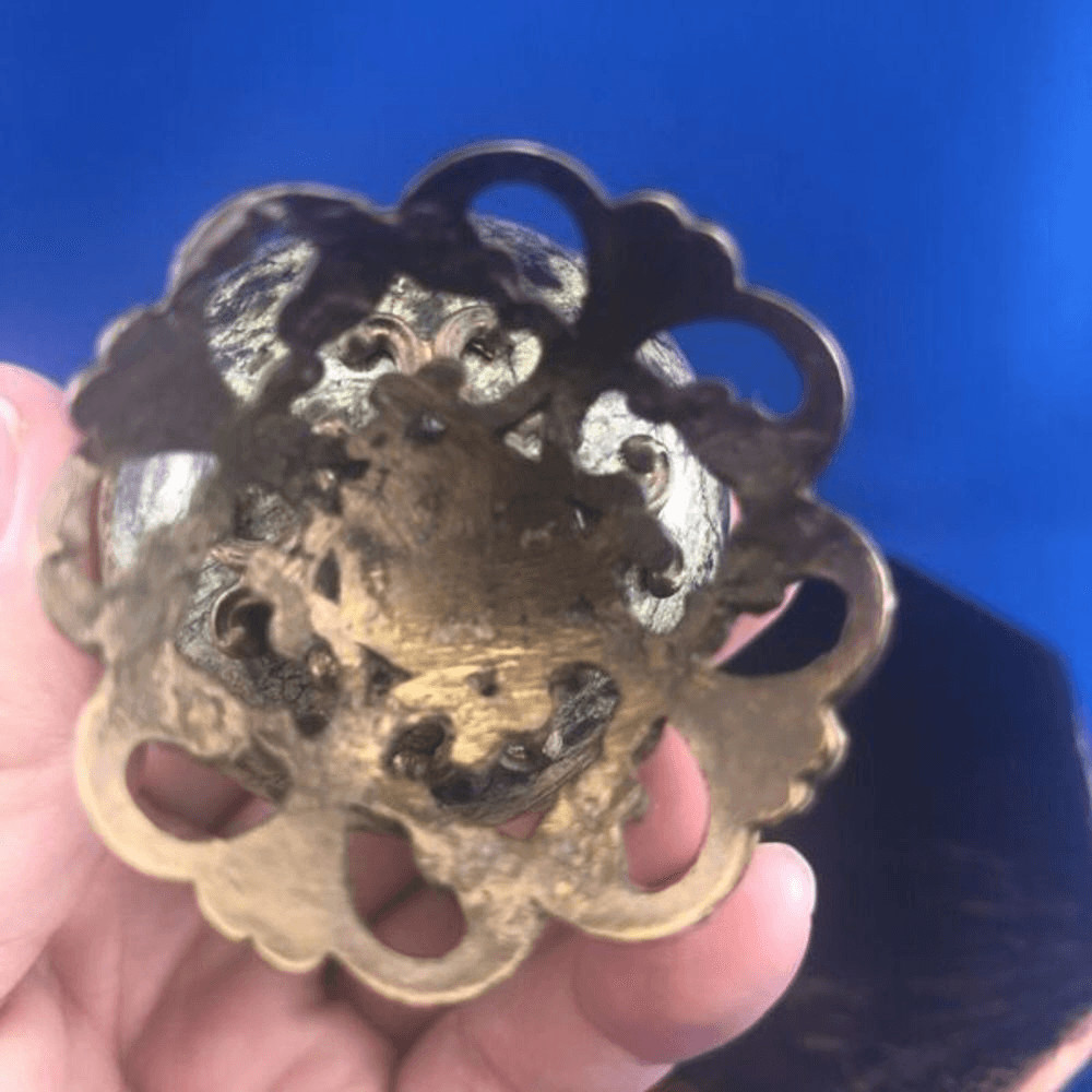 Green Marvel Egg With Brass Angel On Top