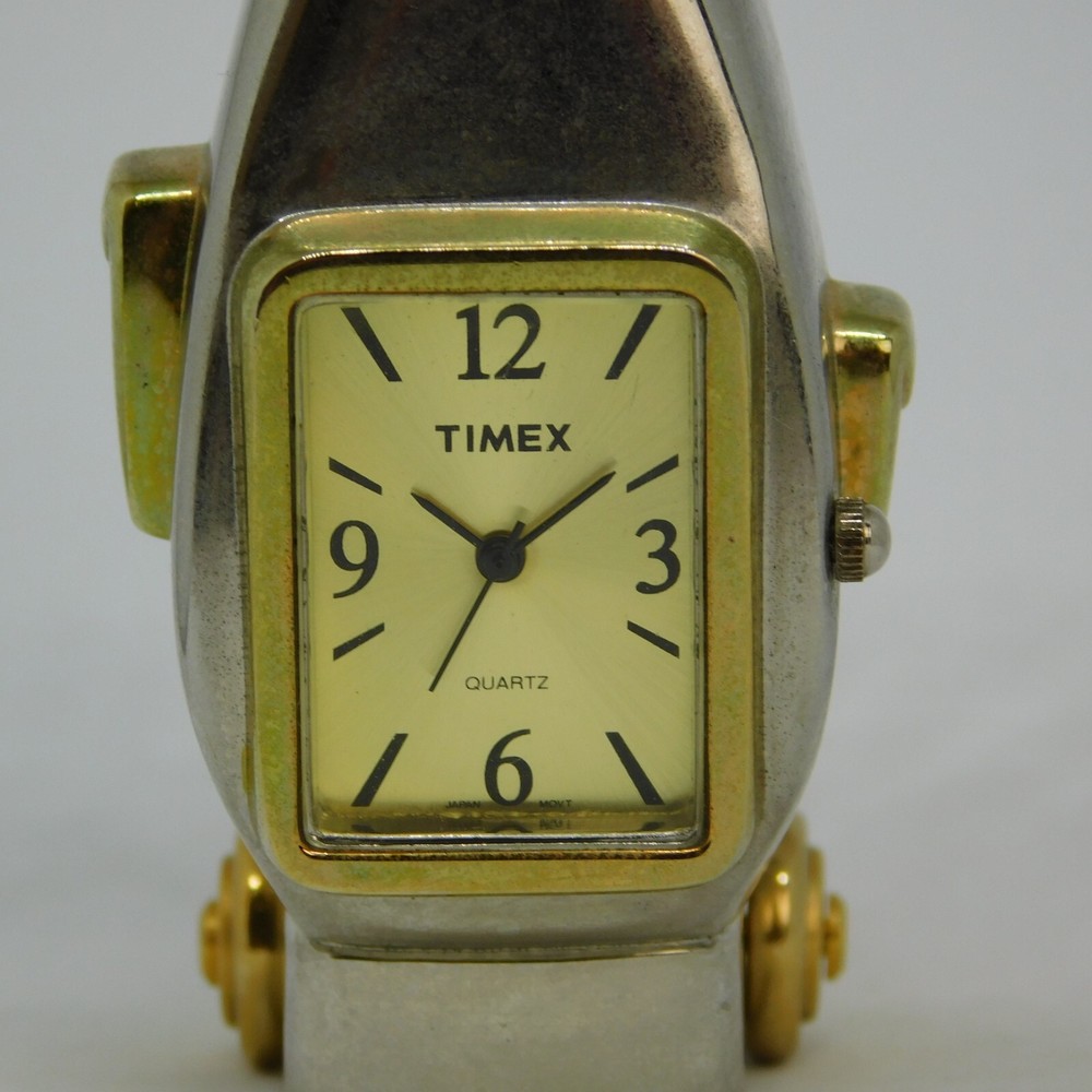 Timex Golf Two Tone Quartz Analog Table Clock New Battery