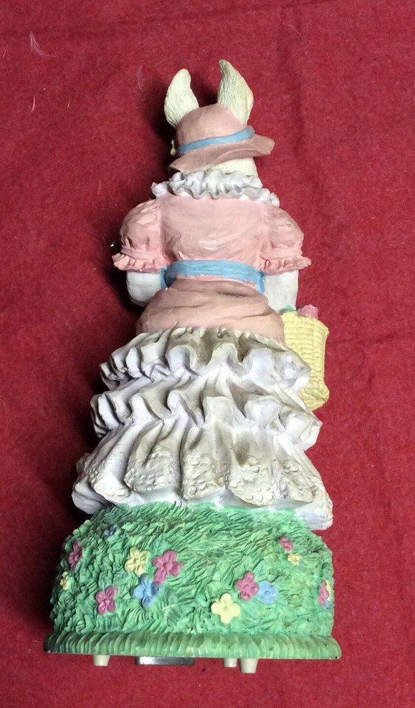 VTG Happy Easter Musicale Bunny Table Figurines - 9 3/8” tall Multicolor.
