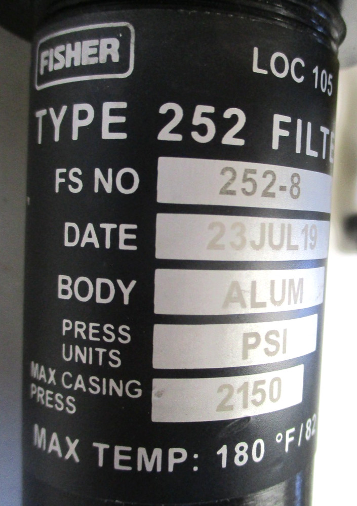 FISHER CONTROLS , 252-8 FILTER w/ 1301F-2 REGULATOR & BRACKET , SURPLUS